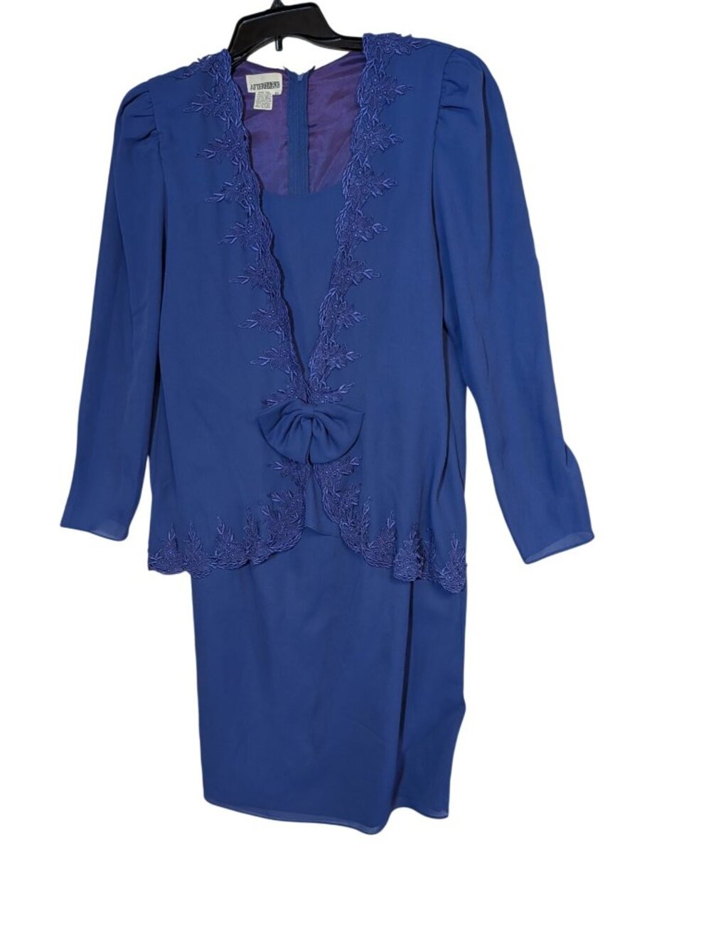 After Dark Womens Vintage Royal Blue Dress With Lace & Bow Detail Size 14 Polyes